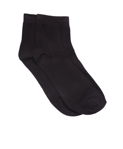 Cotton Dark Brown Solid Ankle Length Formal Socks