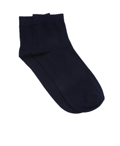 Cotton Navy Blue Solid Ankle Length Formal Socks