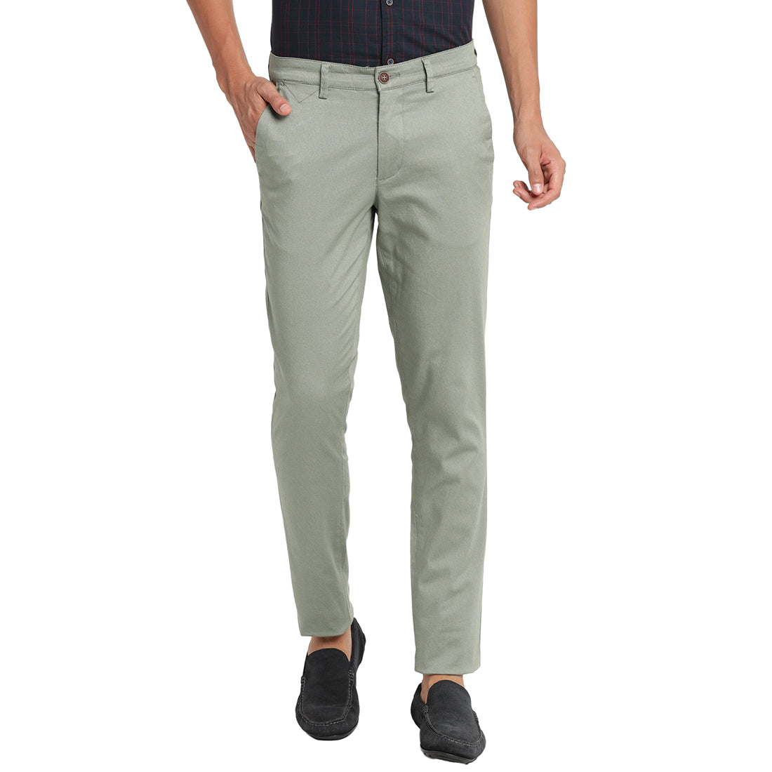 Turtle Men Grey Narrow Fit Printed Casual Trousers