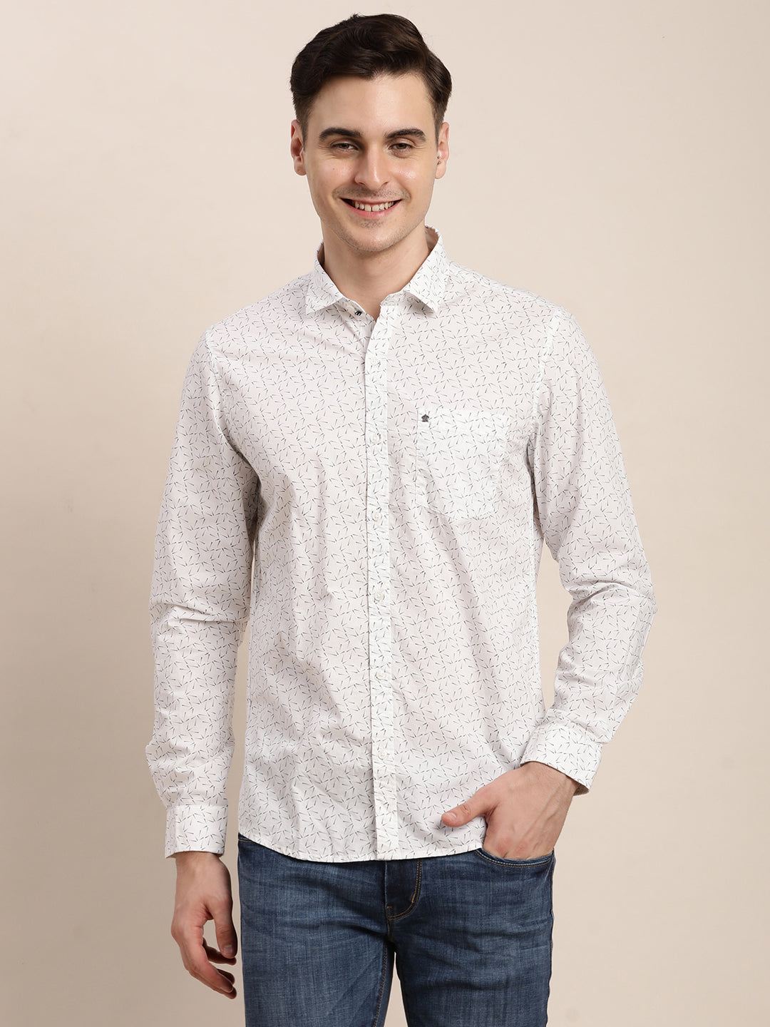 100% Cotton No Img Printed Slim Fit Half Sleeve Casual Shirt