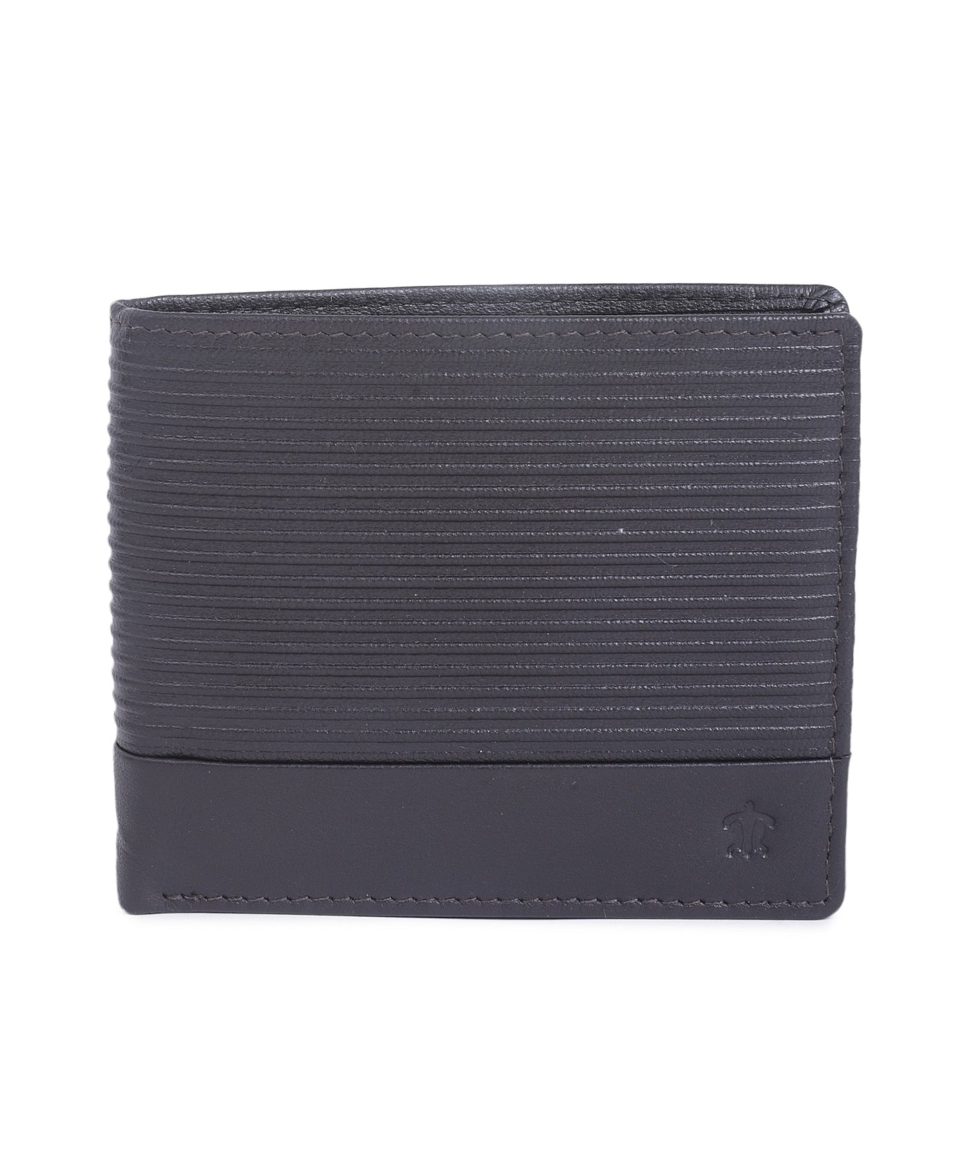 Leather Dark Brown Self Design Regular Formal Wallets