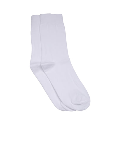 Cotton White Solid Calf Length Formal Socks
