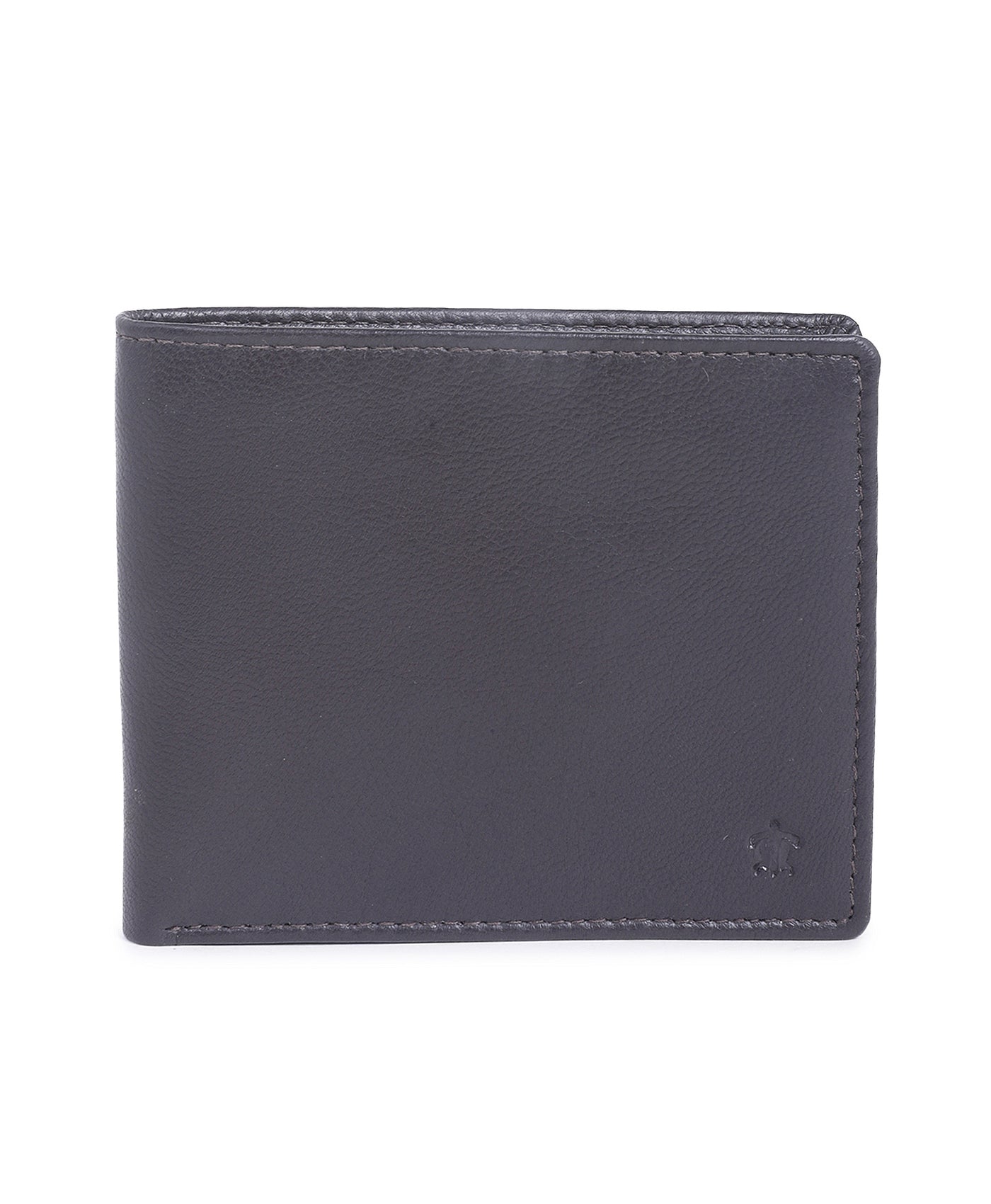 Leather Dark Brown Solid Regular Formal Wallets