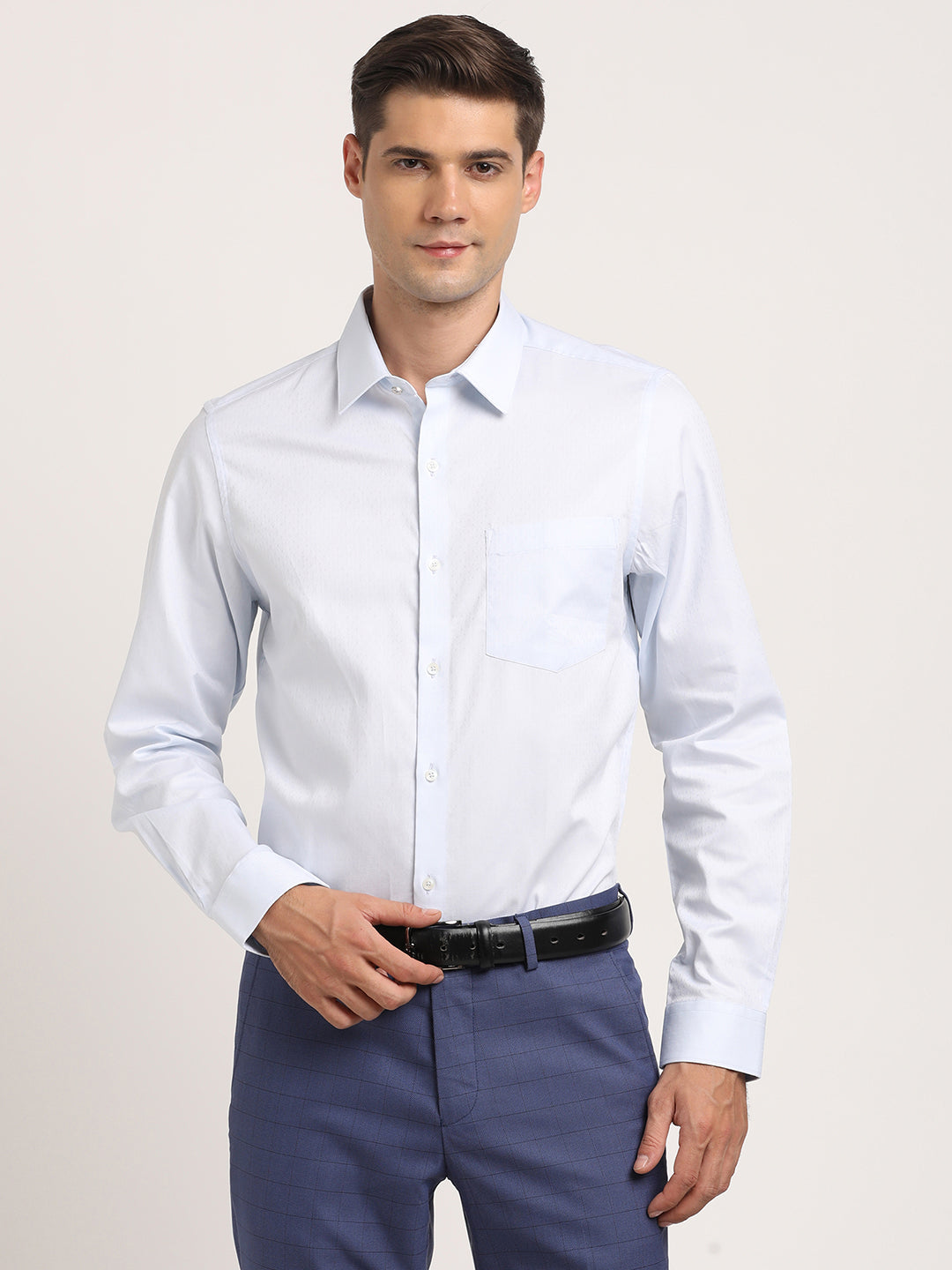 Giza Cotton White Jacquard Slim Fit Full Sleeve Ceremonial Shirt