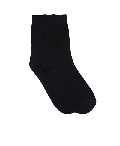 Cotton Black Solid Calf Length Formal Socks