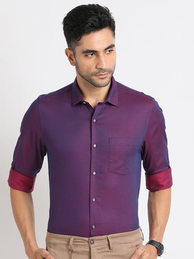 100% Cotton Purple Dobby Slim Fit Full Sleeve Ceremonial Shirt
