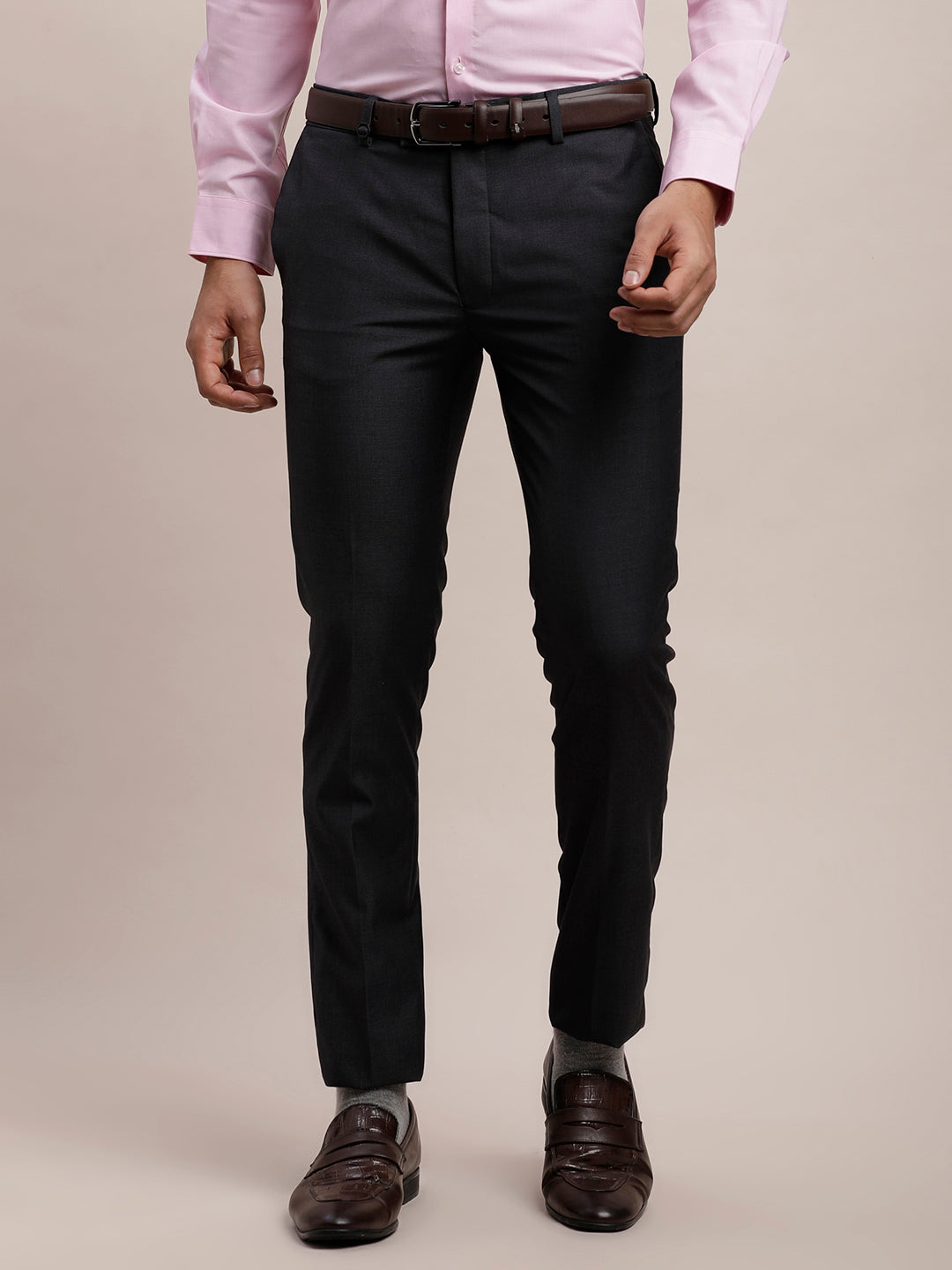 Terry Rayon No Img Dobby Slim Fit Flat Front Ceremonial Trouser