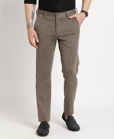 Knitted Khaki Dobby Ultra Slim Fit Flat Front Ceremonial Trouser