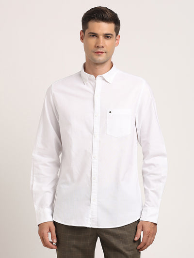 Mens 100% Cotton White Shirt Full Sleeves Cool Cotton