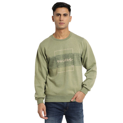 Turtle Men Olive Solid Round Neck Sweatshirt