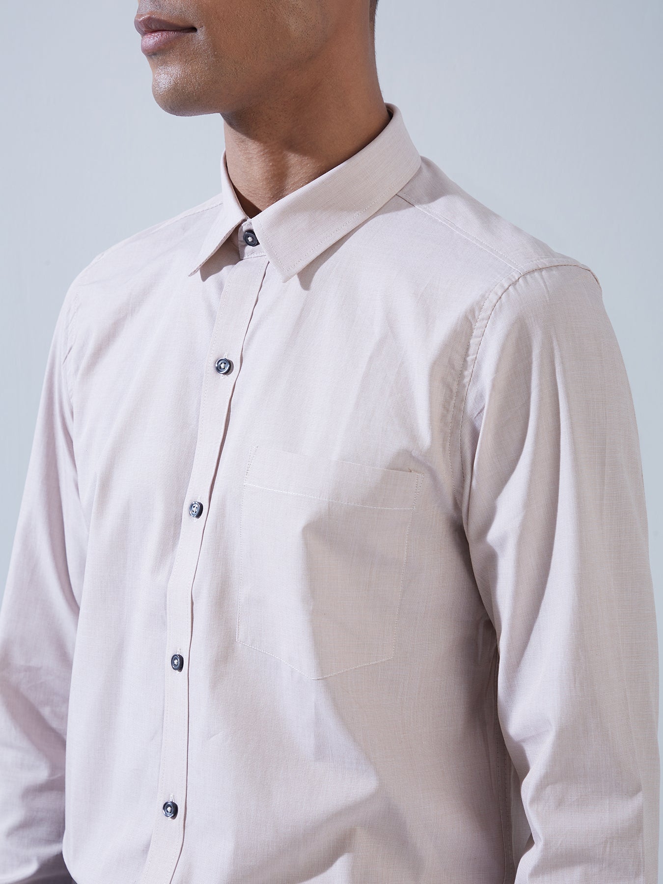 100% Cotton Beige SLIM FIT Full Sleeve Formal Mens Plain Shirt