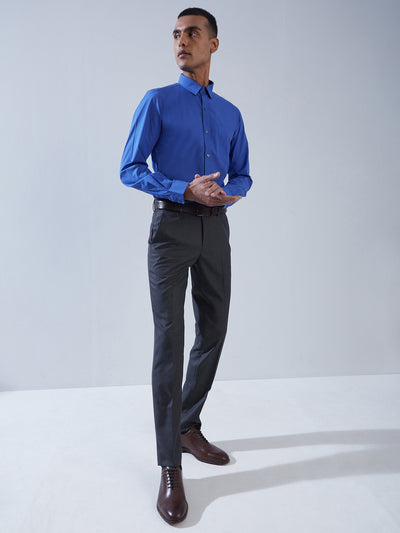 100% Cotton Blue SLIM FIT Full Sleeve Formal Mens Plain Shirt