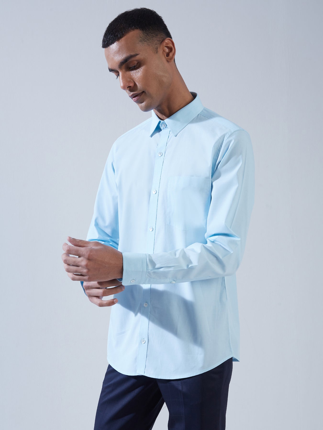 Slim Fit Long Sleeve Formal Blue Shirt for Men at Rs 400/piece in