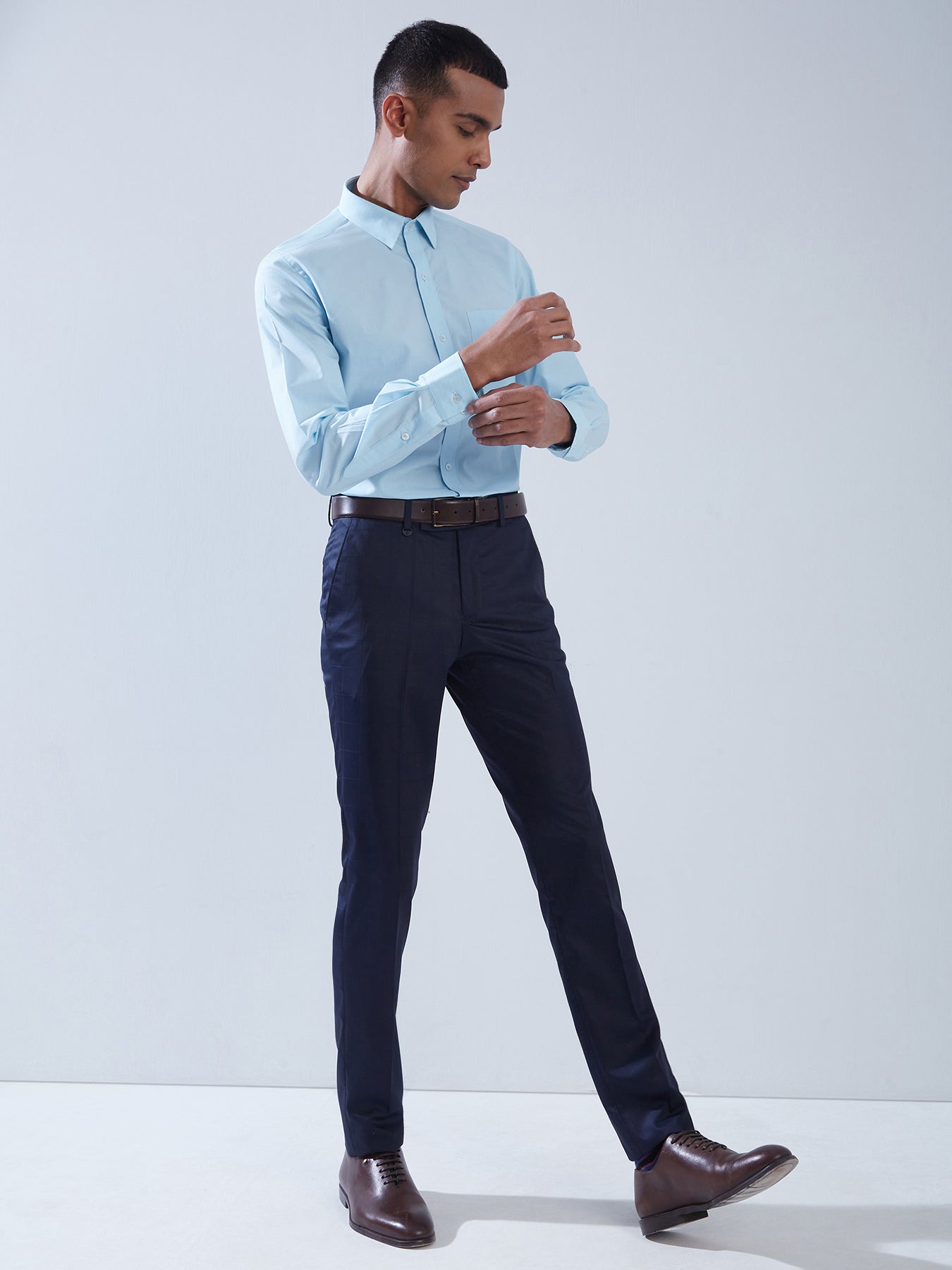 100% Cotton Sky Blue SLIM FIT Full Sleeve Formal Mens Shirts