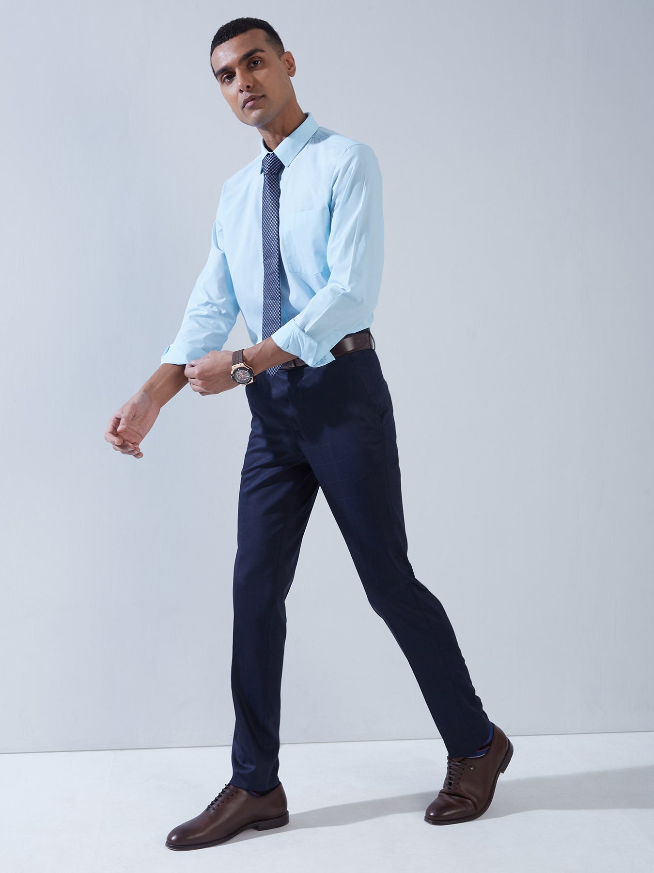 100% Cotton Sky Blue SLIM FIT Full Sleeve Formal Mens Shirts