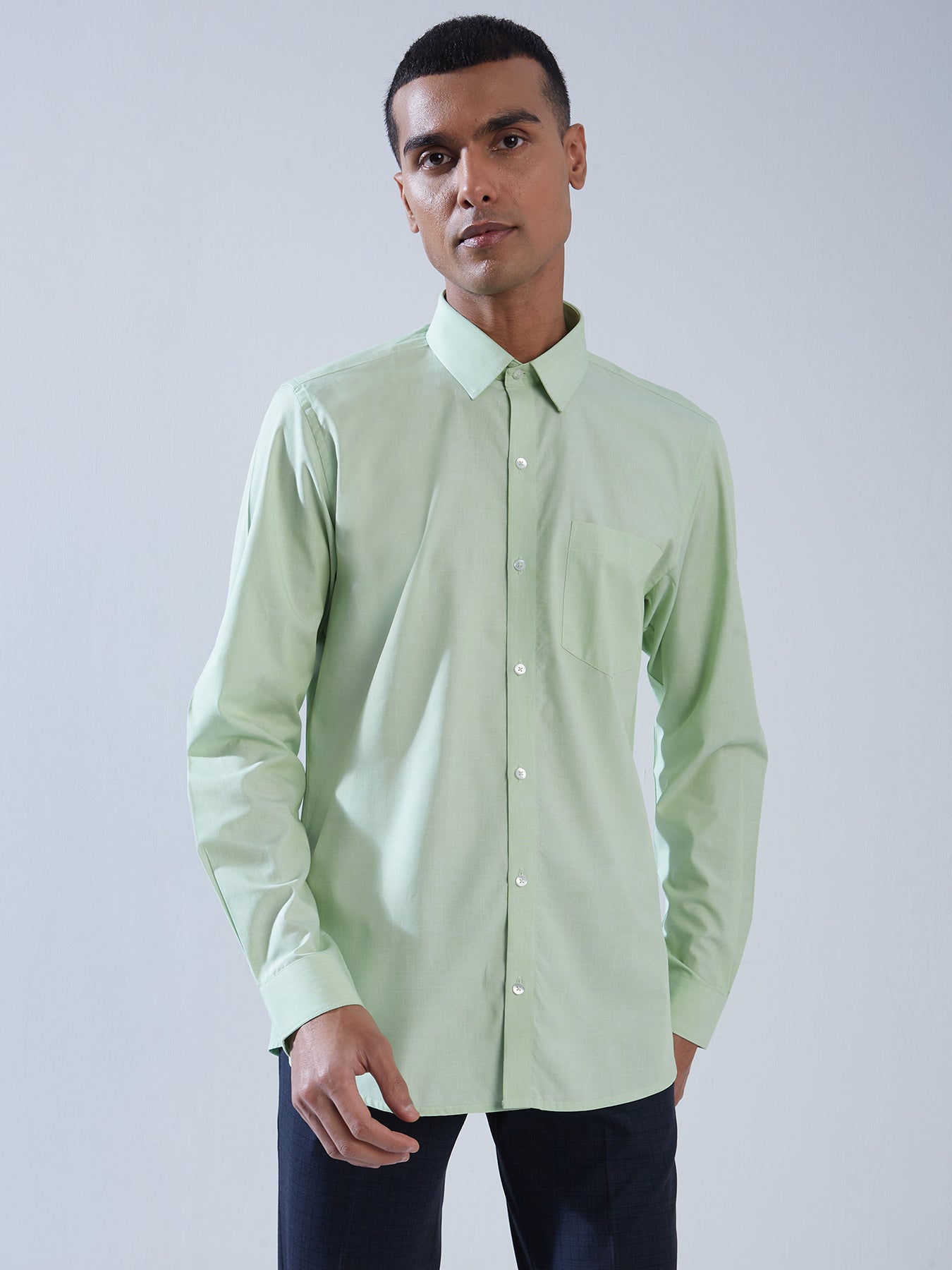 100% Cotton Pista Green SLIM FIT Full Sleeve Formal Mens Shirts