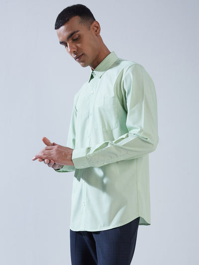 100% Cotton Pista Green SLIM FIT Full Sleeve Formal Mens Plain Shirt