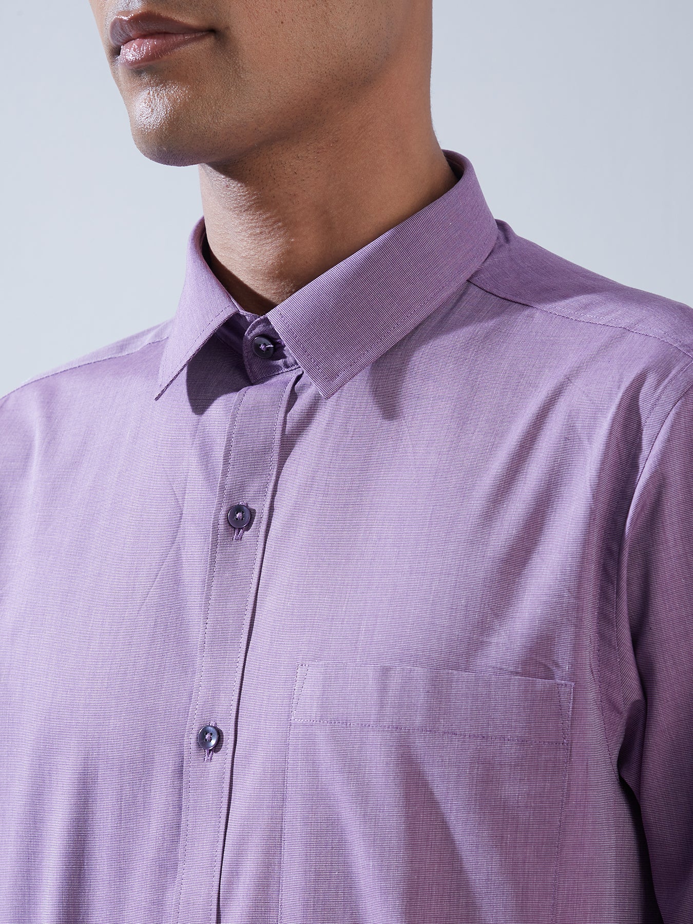 100% Cotton Purple SLIM FIT Full Sleeve Formal Mens Plain Shirt
