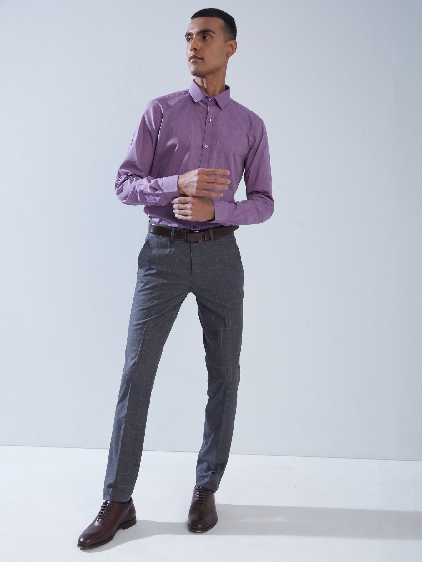 100% Cotton Purple SLIM FIT Full Sleeve Formal Mens Plain Shirt