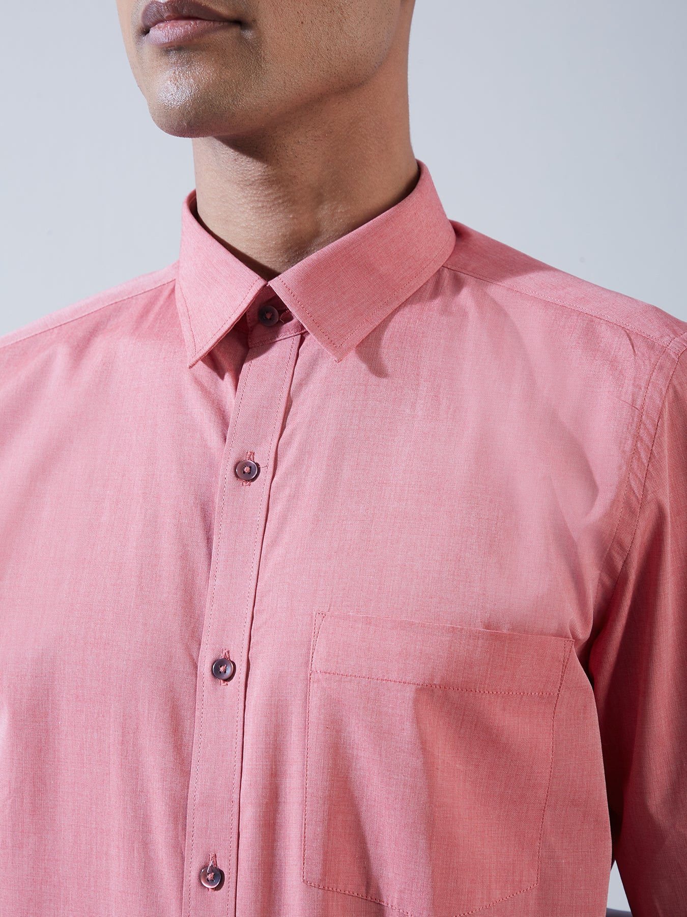 100% Cotton Red SLIM FIT Full Sleeve Formal Mens Plain Shirt