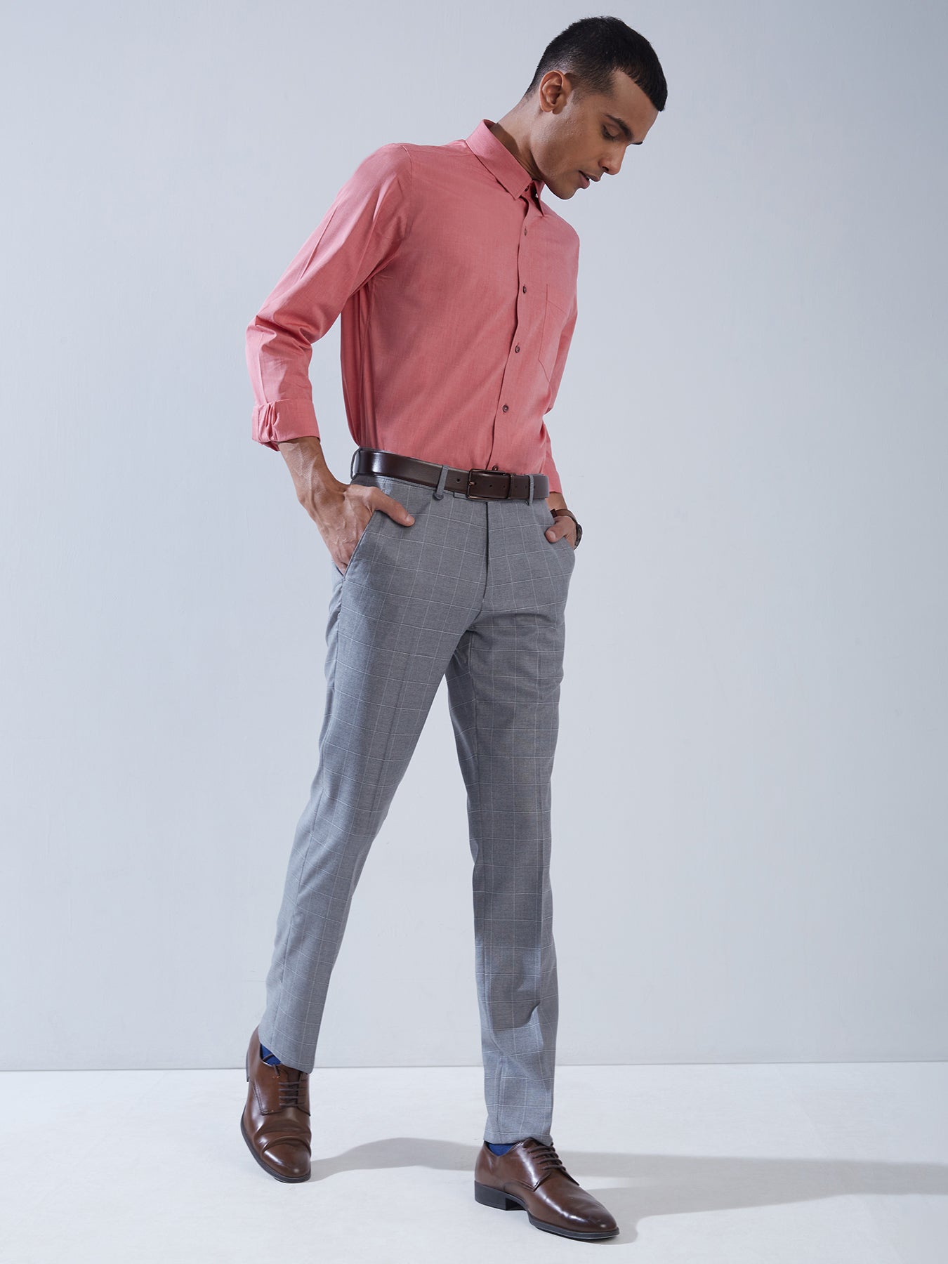 100% Cotton Red SLIM FIT Full Sleeve Formal Mens Plain Shirt