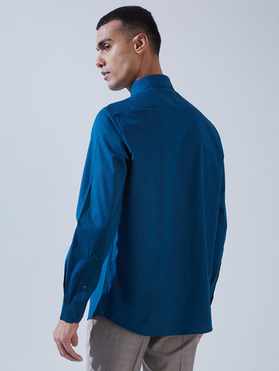 100% Cotton Teal Blue SLIM FIT Full Sleeve Formal Mens Plain Shirt