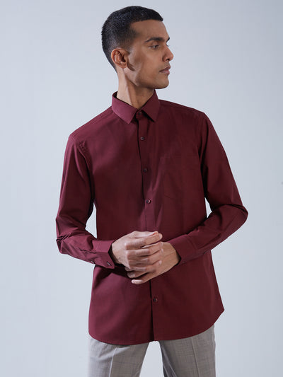 100% Cotton Maroon SLIM FIT Full Sleeve Formal Mens Plain Shirt