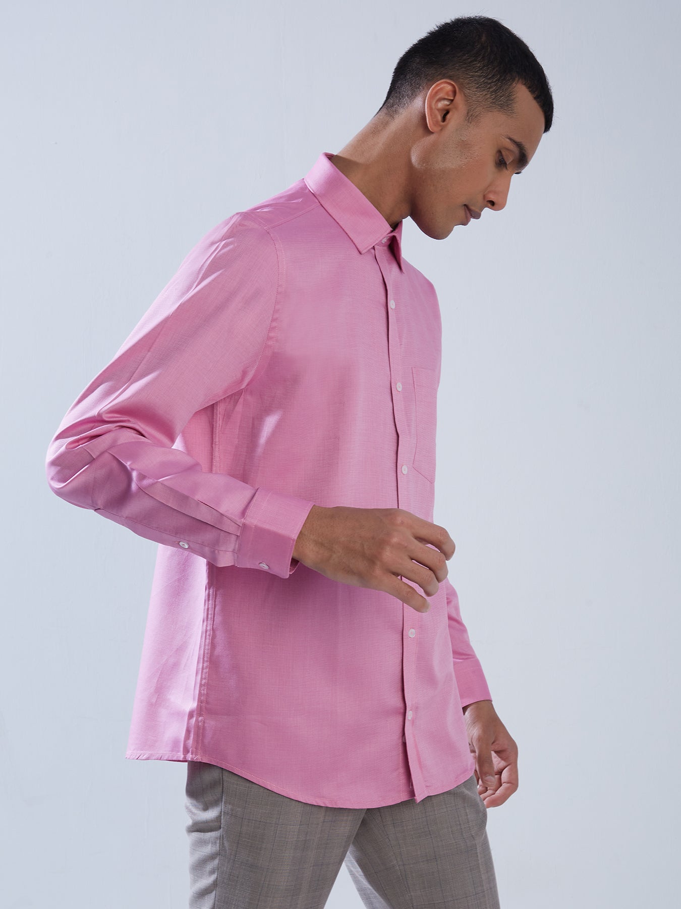 100% Cotton Pink SLIM FIT Full Sleeve Dobby Formal Mens Shirts