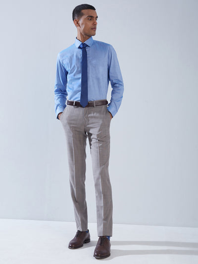 100% Cotton Light Blue SLIM FIT Full Sleeve Formal Mens Plain Shirt
