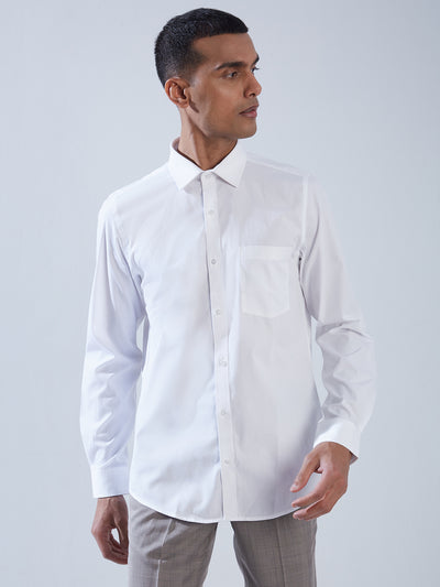 100% COTTON White SLIM FIT Full Sleeve Formal Mens Plain Shirt