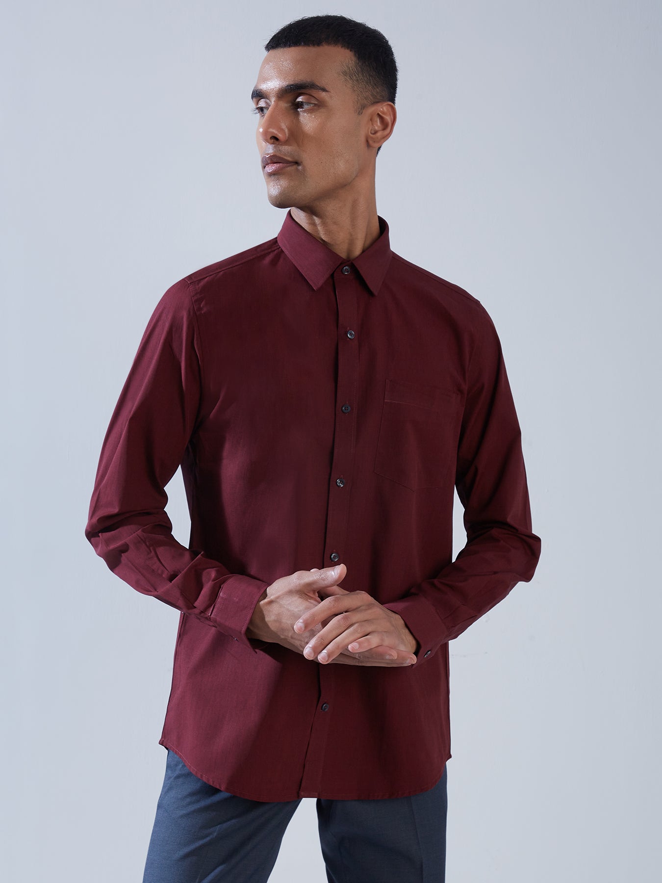 100% Cotton Maroon SLIM FIT Full Sleeve Formal Mens Shirts
