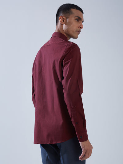 100% Cotton Maroon SLIM FIT Full Sleeve Formal Mens Shirts