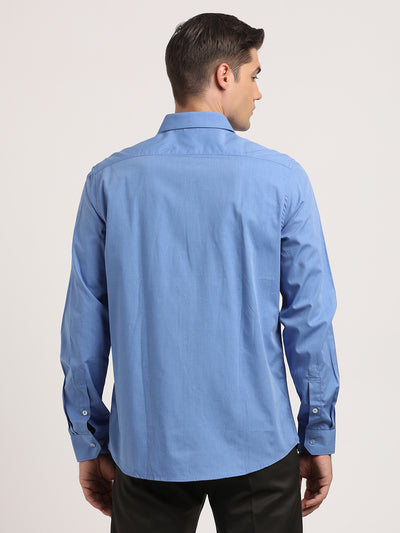 100% Cotton Light Blue Plain Slim Fit Full Sleeve Formal Shirt
