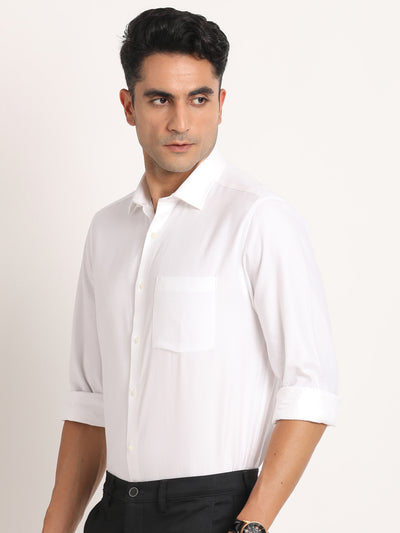 100% Cotton White Dobby Regular Fit Full Sleeve Formal Shirt