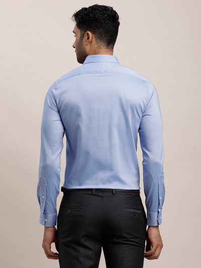 100% Cotton Blue Plain Slim Fit Full Sleeve Formal Shirt