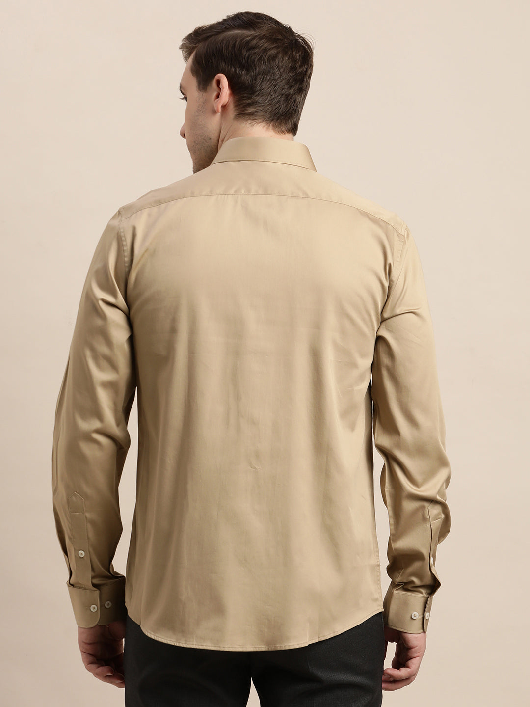 100% Cotton Khaki Plain Slim Fit Full Sleeve Formal Shirt