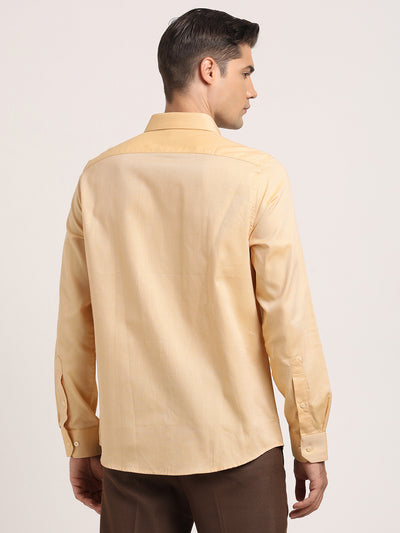 100% Cotton Mustard Dobby Slim Fit Full Sleeve Formal Shirt