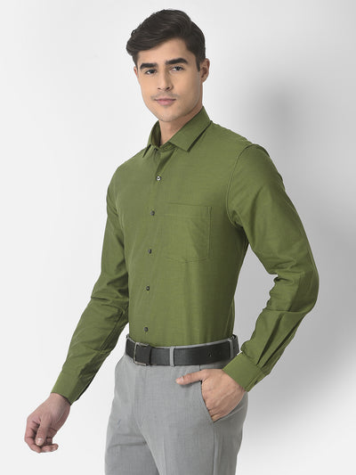 100% Cotton Dark Green Dobby Slim Fit Full Sleeve Formal Shirt