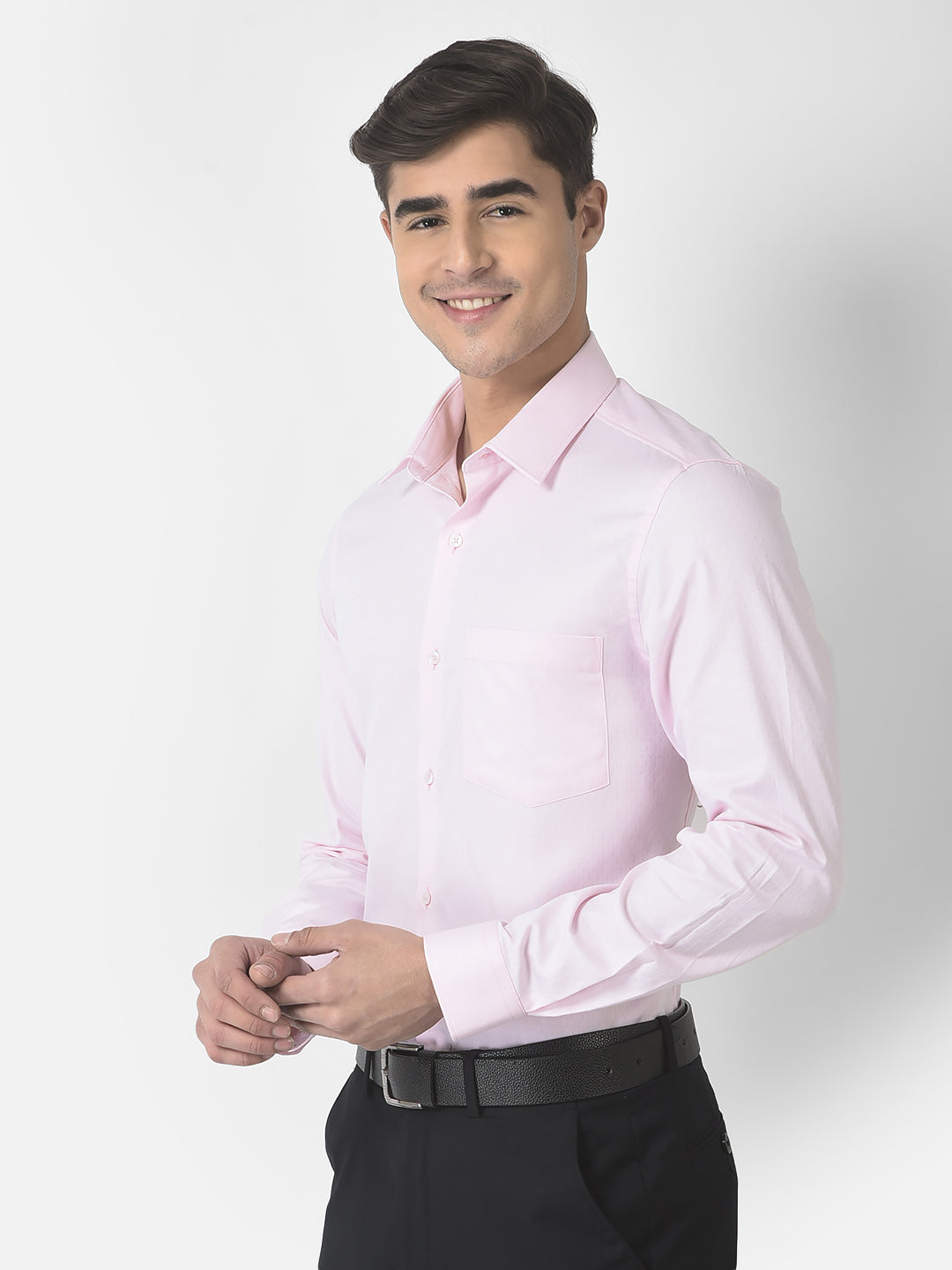 Giza Cotton Pink Jacquard Slim Fit Full Sleeve Ceremonial Shirt