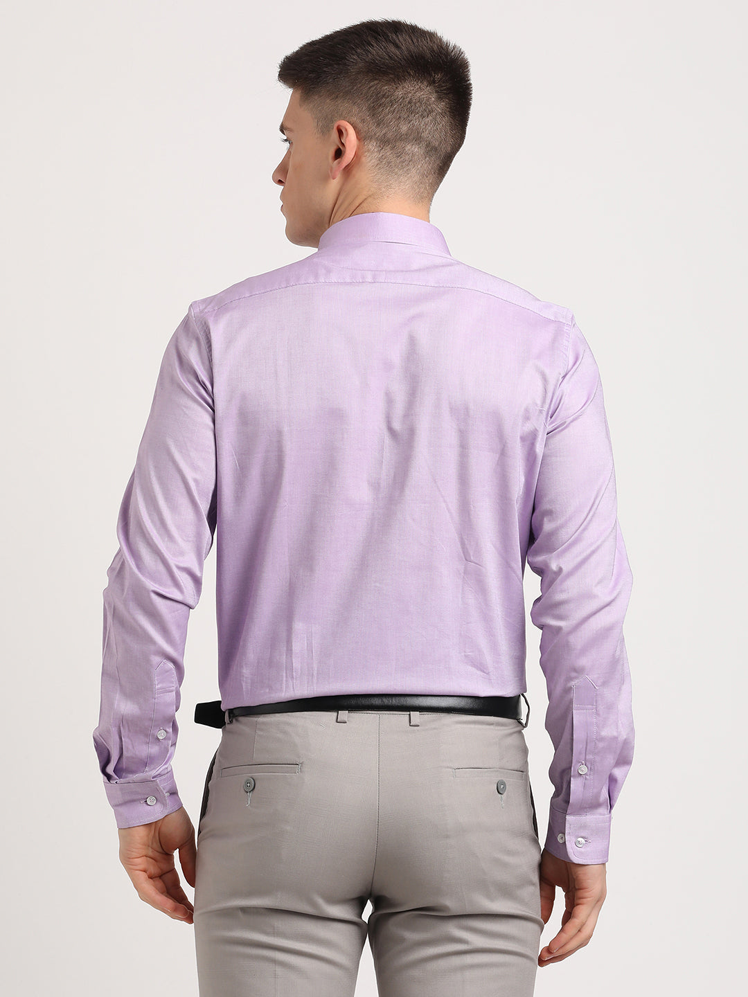 100% Cotton Light Violet Plain Regular Fit Full Sleeve Formal Shirt