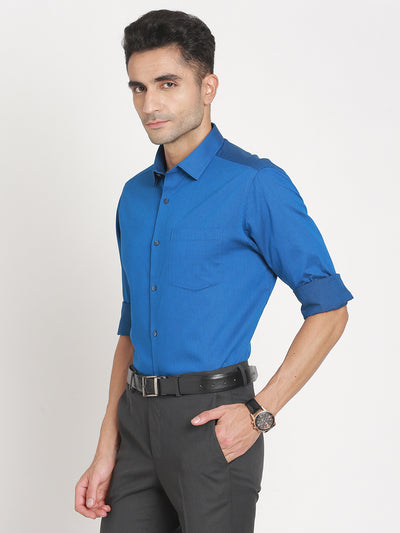 100% Cotton Blue Dobby Regular Fit Full Sleeve Formal Shirt