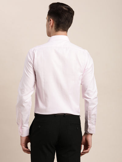 100% Cotton Pink Dobby Slim Fit Full Sleeve Formal Shirt