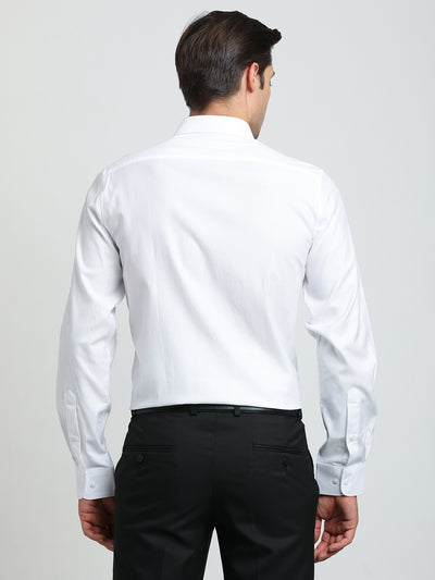 100% Cotton White Dobby Slim Fit Full Sleeve Formal Shirt