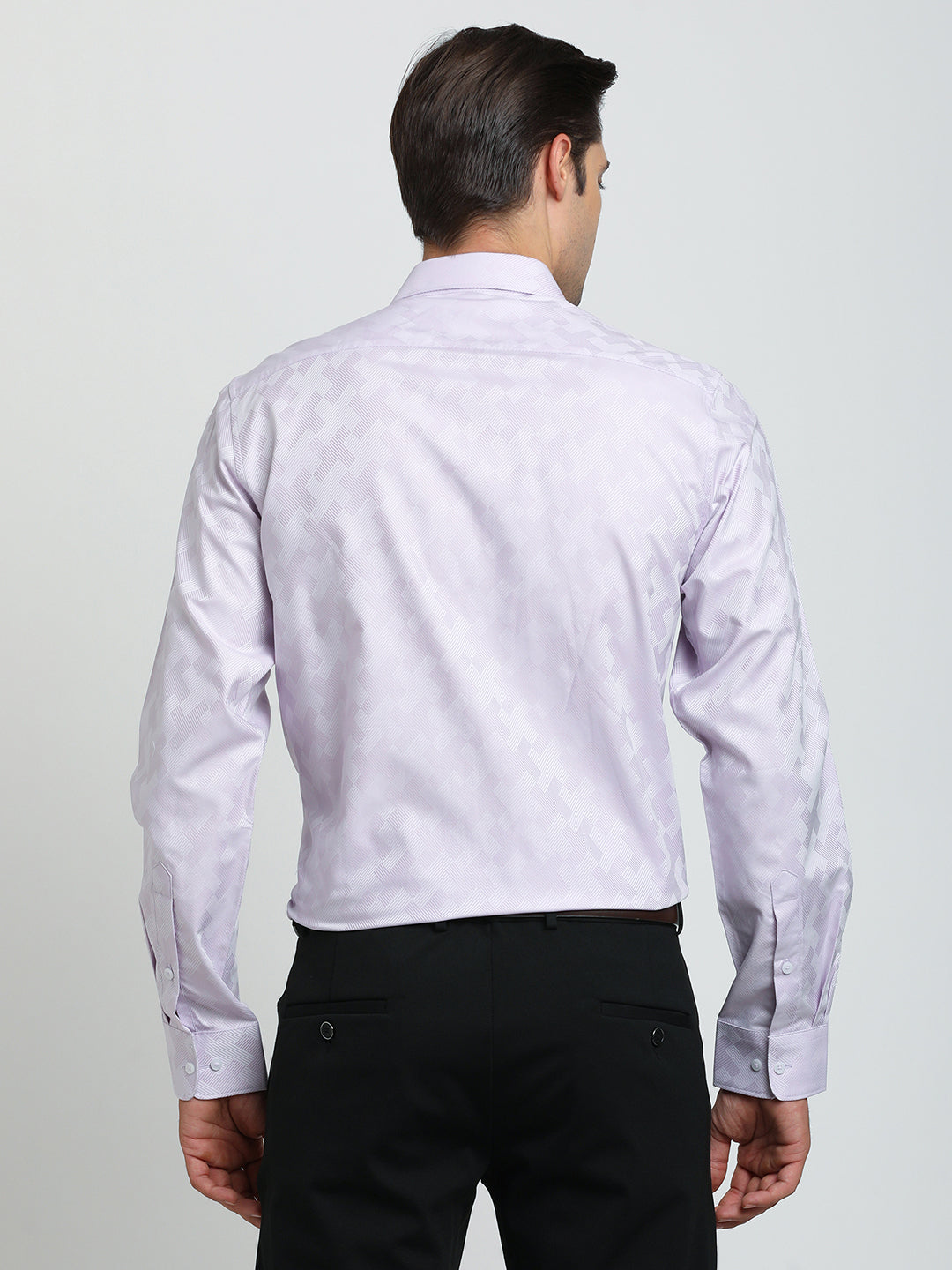 100% Cotton Purple Jacquard Slim Fit Full Sleeve Formal Shirt