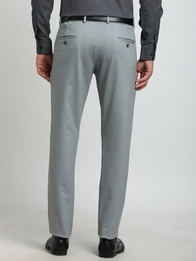 Cotton Grey Dobby Slim Fit Flat Front Ceremonial Trouser