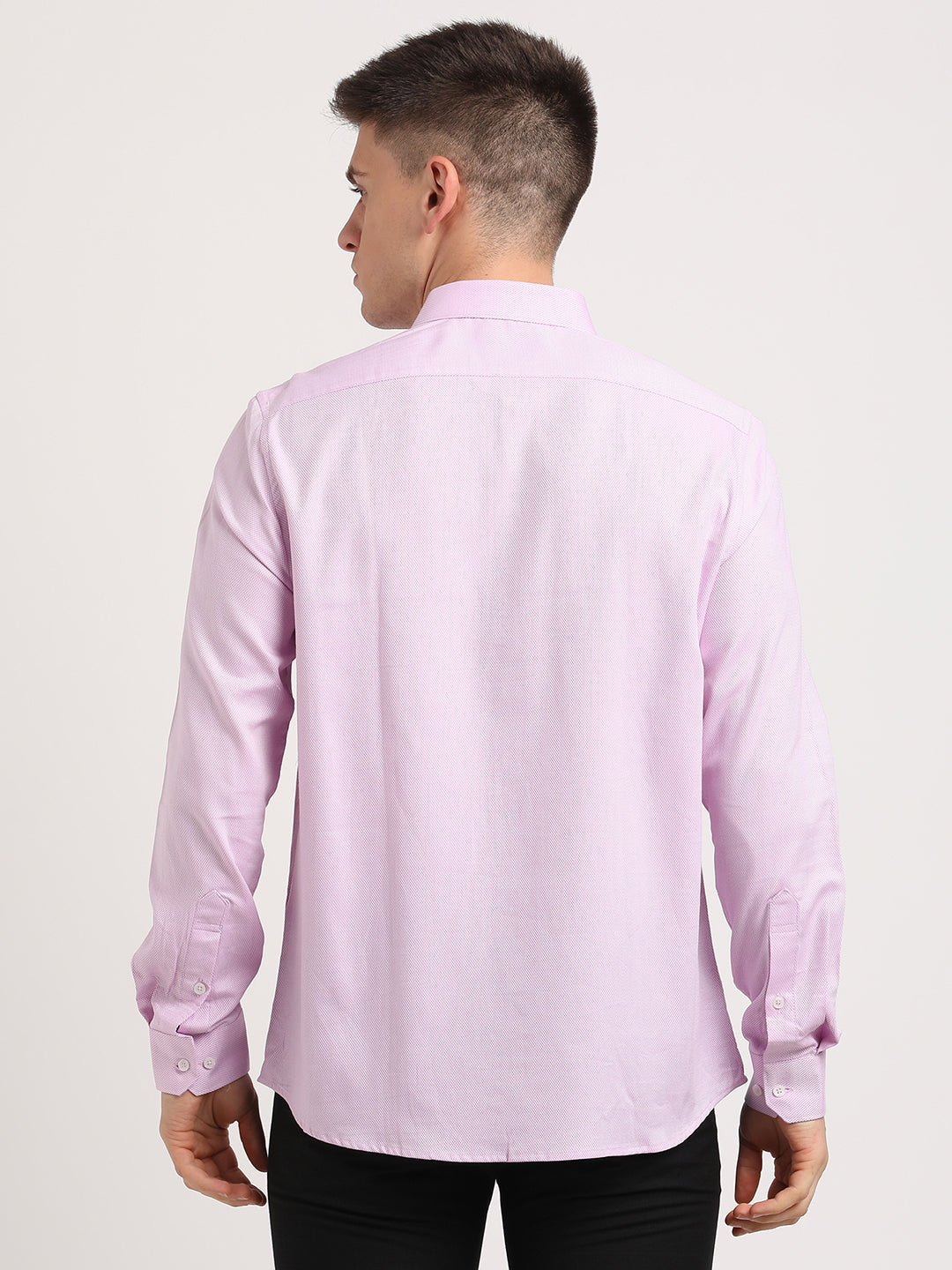 100% Cotton Light Purple Dobby Slim Fit Full Sleeve Formal Shirt