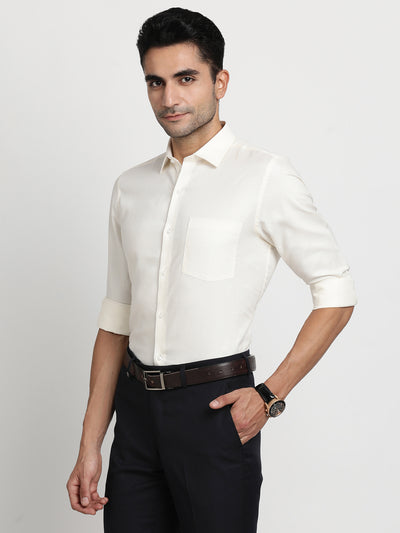 Cotton Cream Dobby Full Sleeve Formal Shirt