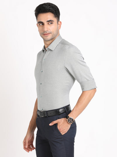 100% Cotton Grey Dobby Slim Fit Full Sleeve Formal Shirt