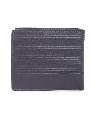 Leather Dark Brown Self Design Regular Formal Wallets