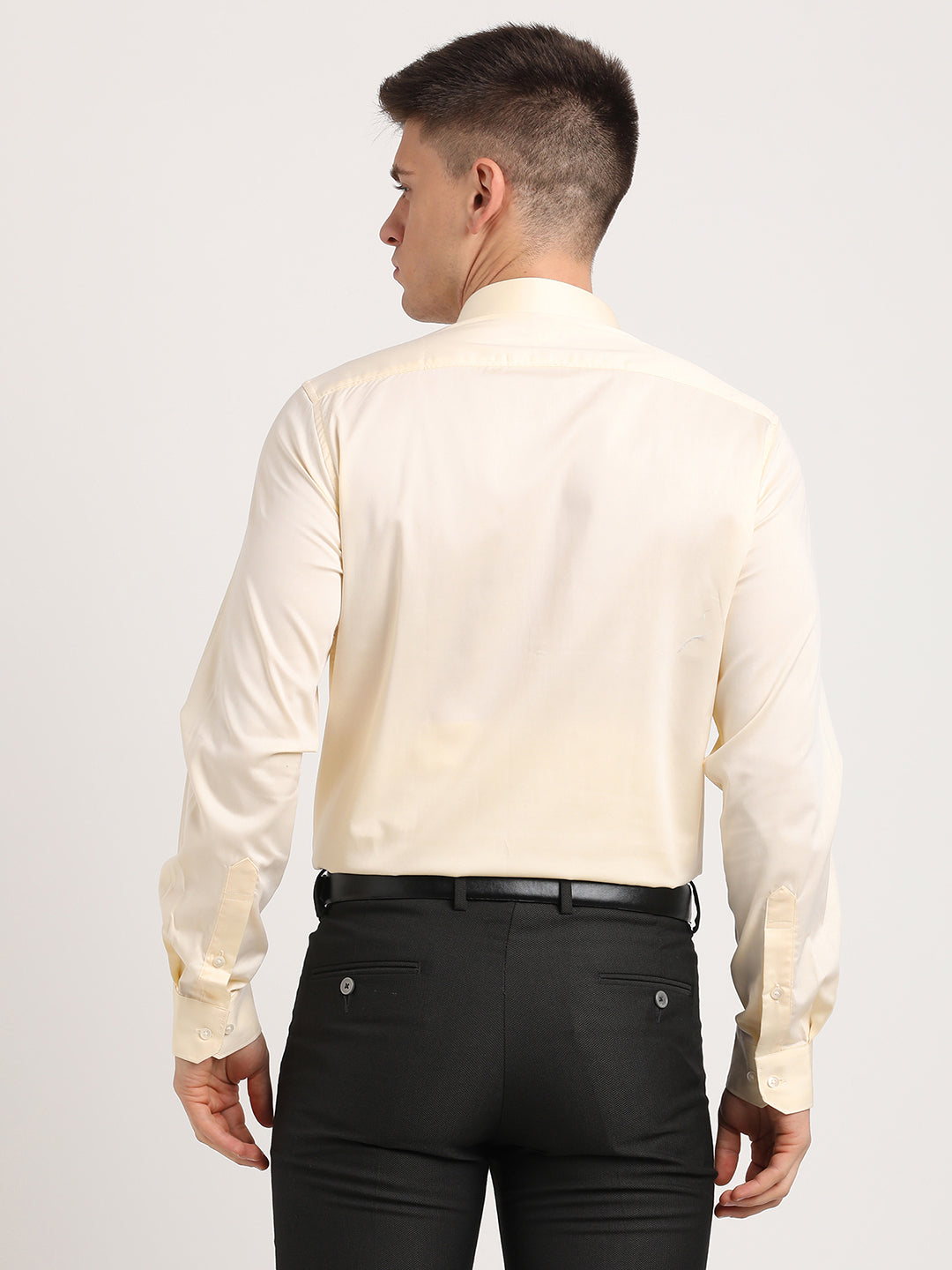 100% Cotton Cream Plain Slim Fit Full Sleeve Ceremonial Shirt